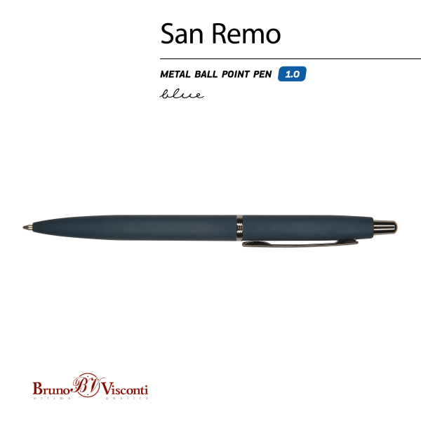 Ручка шариковая автоматическая BrunoVisconti® "SAN REMO" цвет корпуса темно-синий 1 мм, в тубе