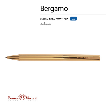 Ручка шариковая автоматическая BrunoVisconti® "BERGAMO" цвет корпуса золотой 0.7 мм, синяя