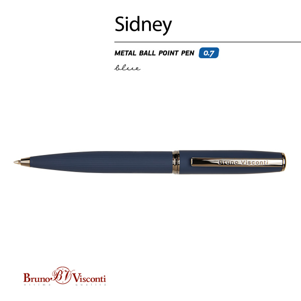 Ручка шариковая автоматическая BrunoVisconti® "SIDNEY" цвет корпуса синий 0.7 мм