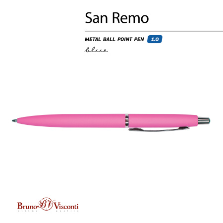 Ручка шариковая автоматическая BrunoVisconti® "SAN REMO" цвет корпуса ярко-розовый 1 мм, в тубе