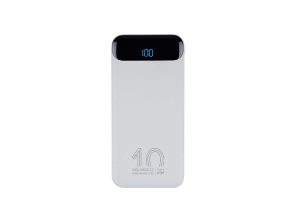 RIVACASE VA2540 (10 000mAh), QC/PD 20W внешний аккумулятор с дисплеем, белый 12/48