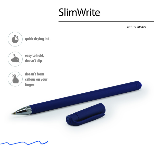 Ручка шариковая под персонализацию BrunoVisconti® 0.5 мм, синий SlimWrite Original